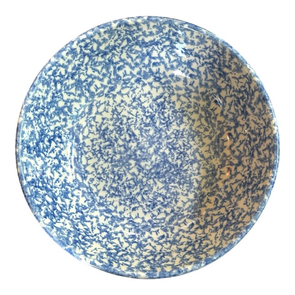 RARE Signed Vtg Gerald Henn Workshops Blue Sponge ware 9.5” Round Vegetable Bowl - Picture 2 of 9